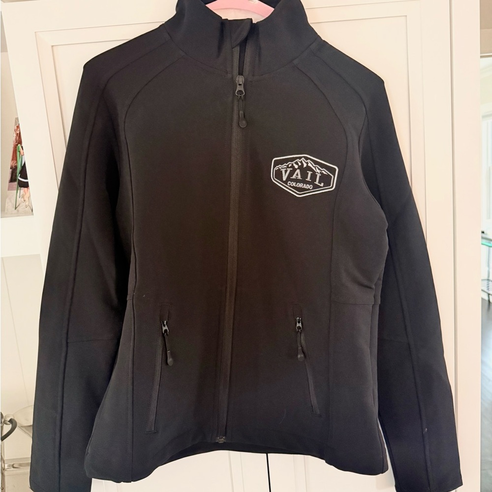Women's Soft Shell Black Ski Jacket with VAIL Embroidered Logo
